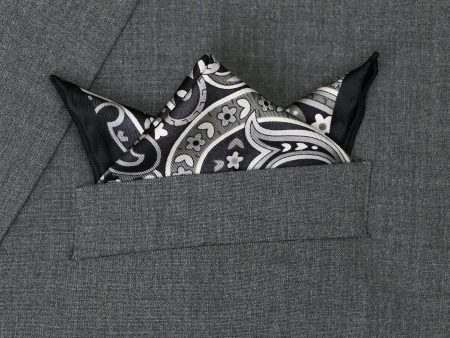 Heritage House 37785 Pocket Square - Paisley - Black Grey White Online