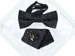 Heritage House 38094 Young Men s Bow Tie Set - Medallion - Black Grey Hot on Sale