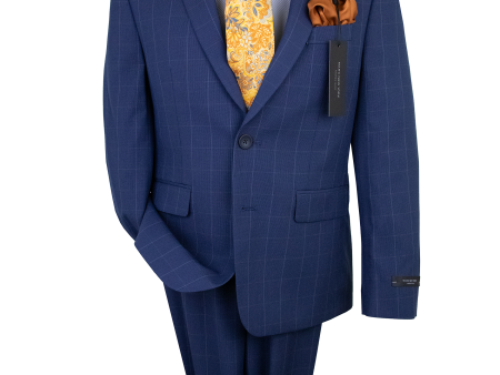 Andrew Marc 38370 Boy s Suit - Plaid - Blue Sale