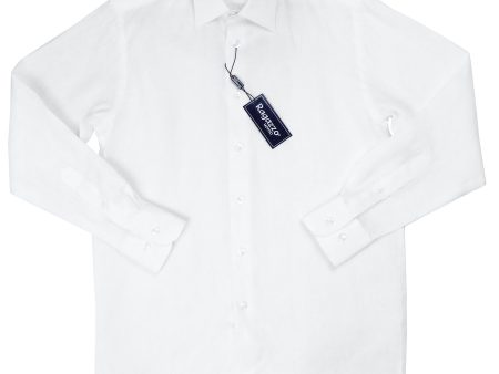 Ragazzo 37526 Boy s Dress Shirt - Linen - White For Cheap