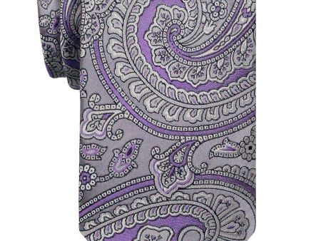 Heritage House 24567 100% Woven Silk Boy s Tie - Paisley Pattern - Silver purple For Discount