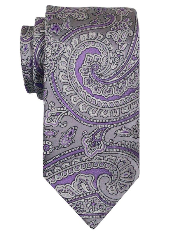 Heritage House 24567 100% Woven Silk Boy s Tie - Paisley Pattern - Silver purple For Discount