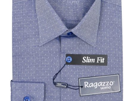 Ragazzo 34899 Boy s Slim Fit Dress Shirt - Neat - Navy Online