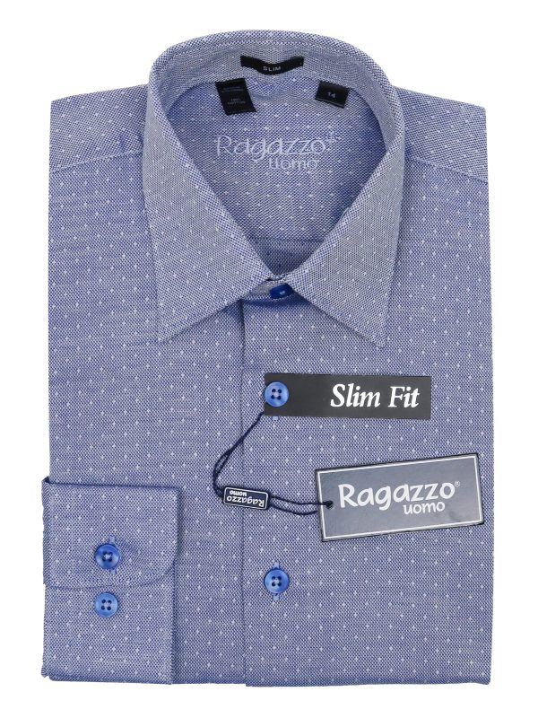 Ragazzo 34899 Boy s Slim Fit Dress Shirt - Neat - Navy Online