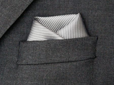 Heritage House Pocket Square 30749PS - Tonal Stripe - Silver For Discount