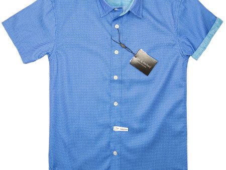 Leo & Zachary 28906 Boy s Short Sleeve Sport Shirt-Blue-Dot For Cheap