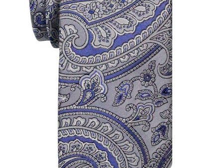 Heritage House 24565 100% Woven Silk Boy s Tie - Paisley Pattern - Silver Blue For Sale