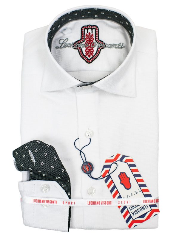 Luchiano Visconti Boy s Sport Shirt 30132 - Tonal - White Online