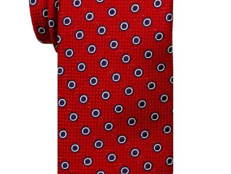 Heritage House 24484 100% Silk Boy s Tie - Neat Rings - Red Online now