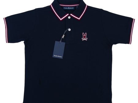 Psycho Bunny 36849 Boy s Short Sleeve Pique Polo - Navy For Sale