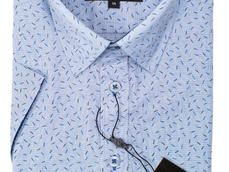 Leo & Zachary 30563 Boy s Short Sleeve Sport Shirt-Blue Online now