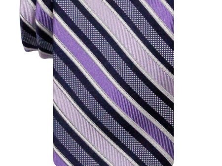 Heritage House 24518 100% Silk Boy s Tie - Stripe - Purple Blue For Sale