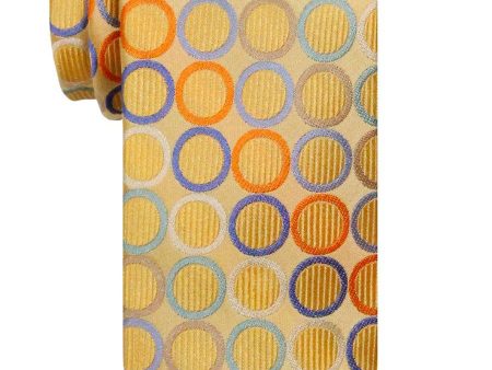 Heritage House 24508 100% Silk Boy s Tie - Rings - Yellow For Sale