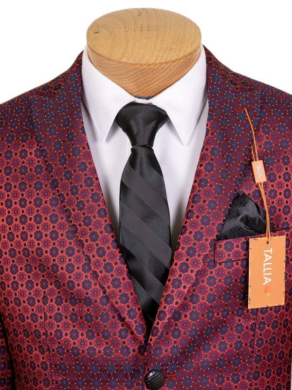 Tallia 29990 Boy s Sport Coat - Neat Pattern - Burgundy For Cheap