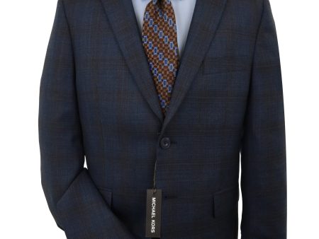 Michael Kors 34690 Boy s Sport Coat - Plaid - Navy Brown Fashion