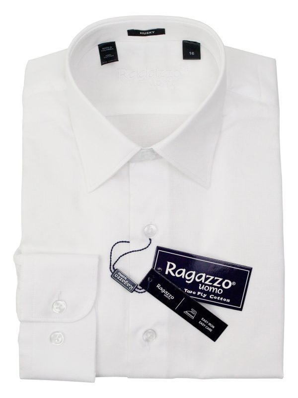 Ragazzo 36892 Boy s Dress Shirt - Micro Weave - White Supply