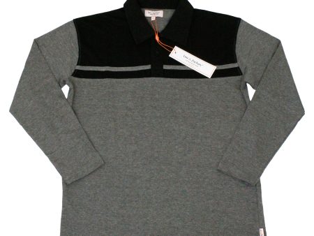 Leo & Zachary 34518 Boy s Long Sleeve Polo- Black Grey Online now