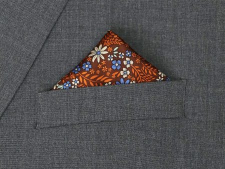 Heritage House 37787 Pocket Square - Floral - Brown Pumpkin Blue Online now