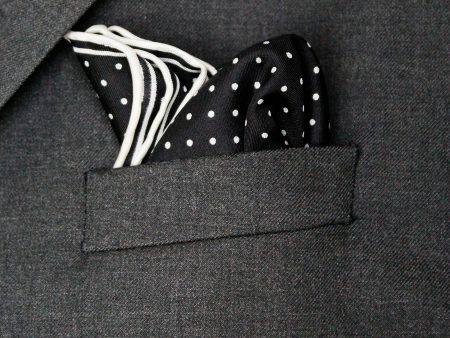 Heritage House Pocket Square 35286 - Polka Dot - Black White For Cheap