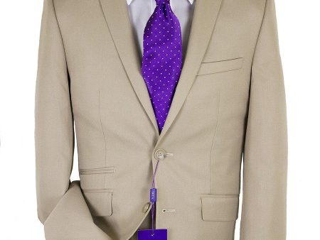 Tallia Purple 24325 76% Polyester 24% Rayon Skinny Fit Boy s Suit - Poplin - Tan Sale