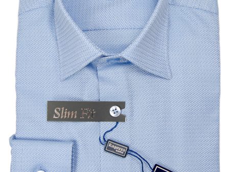 Ragazzo 29787 Boy s Dress Shirt - Slim Fit - Neat - Blue Cheap