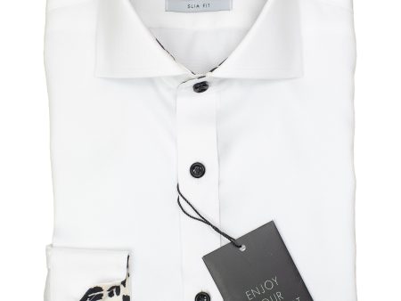 Alviso 29850 Boy s Slim Fit Dress Shirt - Solid Broadcloth - White - Contrast Collar Cuff For Cheap