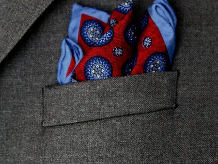 Heritage House Pocket Square 35273 - Medallion Neat - Carmine Navy Online