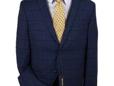 Michael Kors 24601 100% Wool Boy s Sport Coat - Plaid - Navy Discount