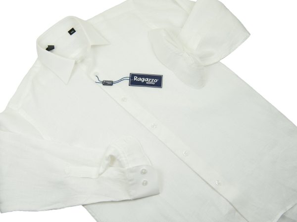 Ragazzo 28525 Boy s Long Sleeve Sport Shirt - Linen - White Online