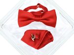 Heritage House 38091 Young Men s Bow Tie Set - Diagonal Solid - Red Cheap