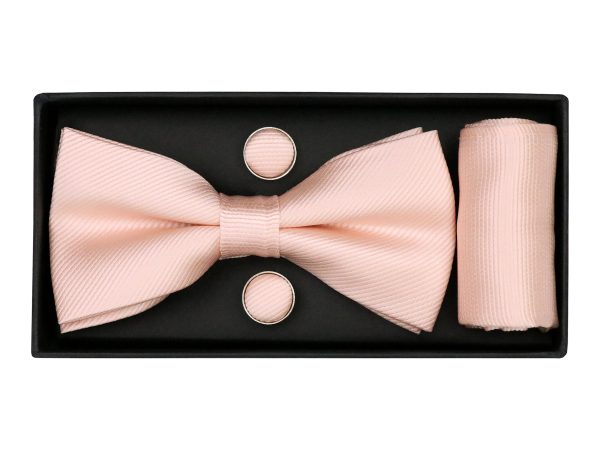 Heritage House 38084 Young Men s Bow Tie Set - Diagonal Solid - Light Pink Hot on Sale