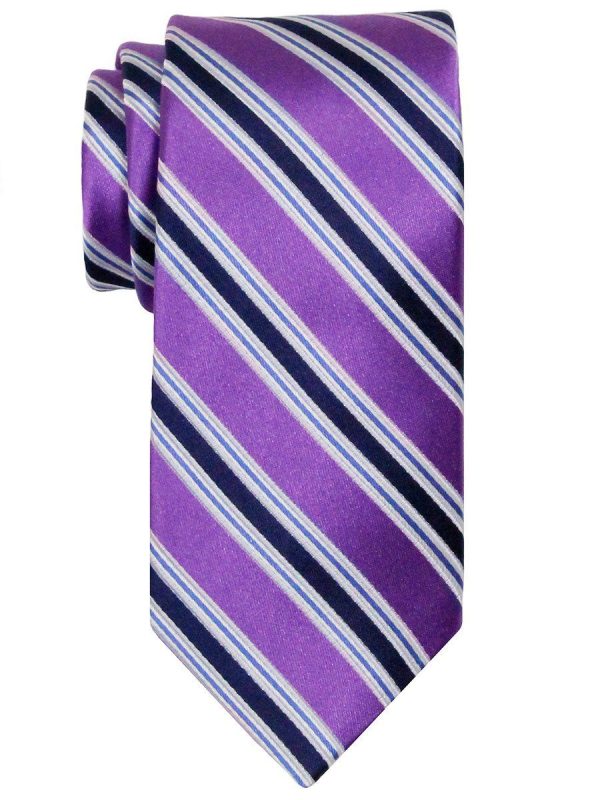 Heritage House 24528 100% Silk Boy s Tie - Stripe - Purple Fashion