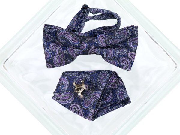 Heritage House 38099 Young Men s Bow Tie Set - Paisley - Purple Navy Online