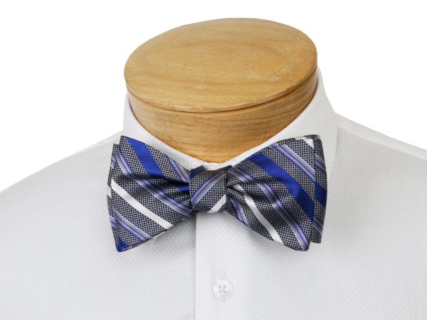 ScottyZ 33020 Young Men s Bow Tie - Stripe - Grey Blue For Cheap