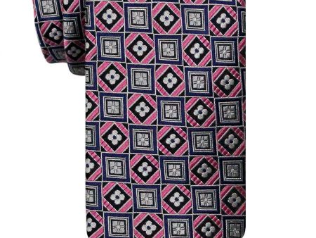 Heritage House 24494 100% Silk Boy s Tie - Geometric Squares - Pink For Discount