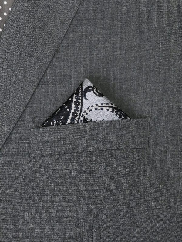 Heritage House 37795 Pocket Square - Neat - Black Silver Hot on Sale