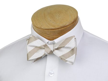 ScottyZ 37599 Young Men s Bow Tie - Stripe - Beige White Navy Discount