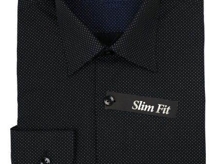 Ragazzo 37510 Boy s Dress Shirt - Dot - Slim Fit - Black Discount