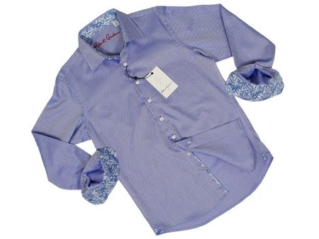 Robert Graham 24394 100% Cotton Boy s Dress Shirt - Dobby - Blue For Discount