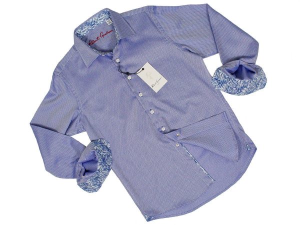 Robert Graham 24394 100% Cotton Boy s Dress Shirt - Dobby - Blue For Discount