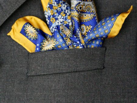 Heritage House Pocket Square 35282 - Neat - Yellow Blue on Sale