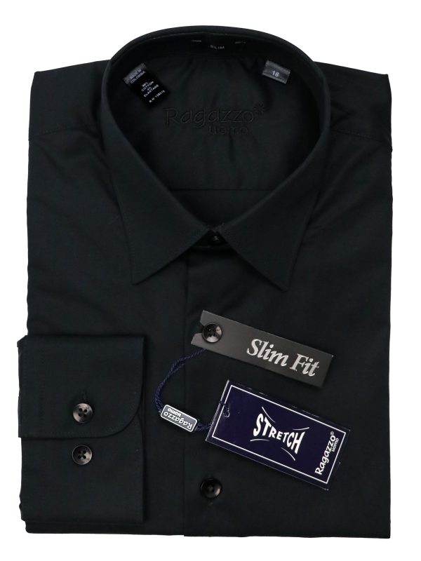 Ragazzo 37933 Boy s Dress Shirt - Stretch - Black Online