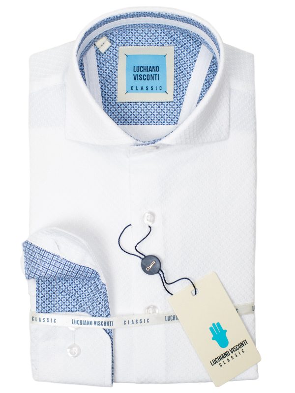 Luchiano Visconti Boy s Sport Shirt 30318- Tonal Diamond - White Online now