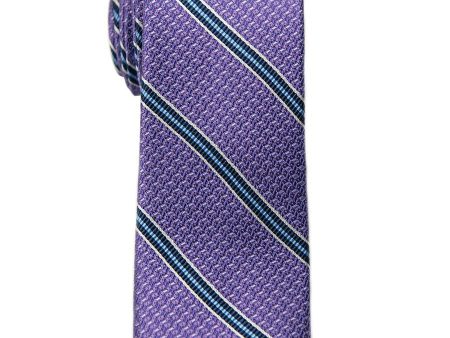 Heritage House 26415 100% Silk Boy s Tie - Stripe - Purple Blue White Online