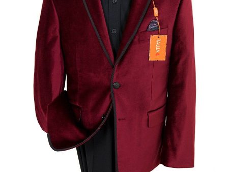 Tallia 22889 Boy s Sport Coat - Velvet - Red Fashion