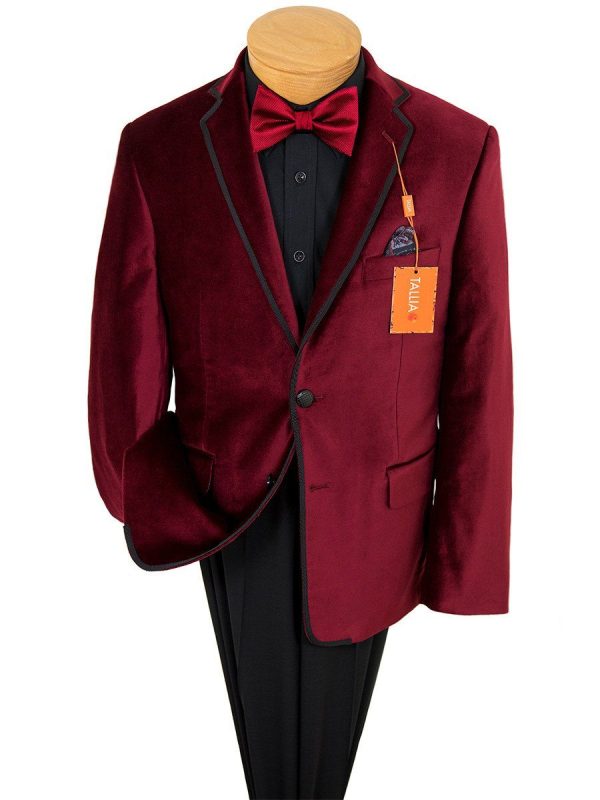 Tallia 22889 Boy s Sport Coat - Velvet - Red Fashion