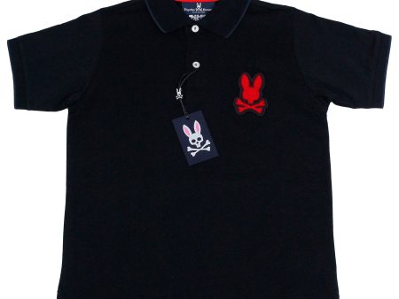 Psycho Bunny 35179 Boy s Short Sleeve Polo - Black For Discount