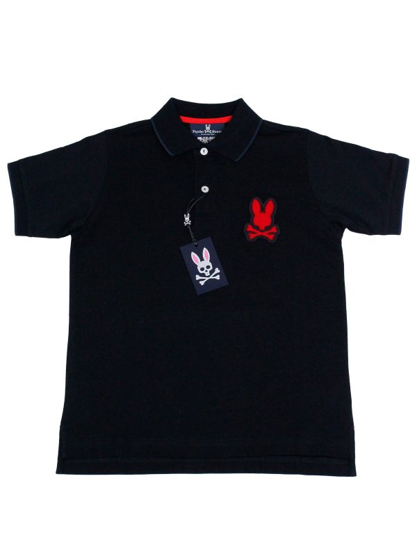 Psycho Bunny 35179 Boy s Short Sleeve Polo - Black For Discount