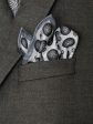 Heritage House Pocket Square 35271 - Medallion Neat - Grey Silver Sale