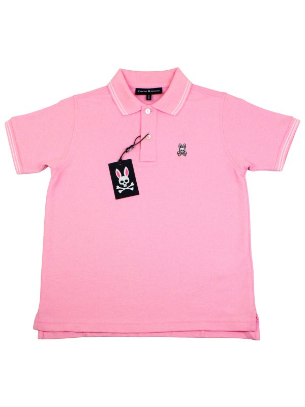 Psycho Bunny 36109 Boy s Short Sleeve Polo - Logan - Pure Pink For Discount